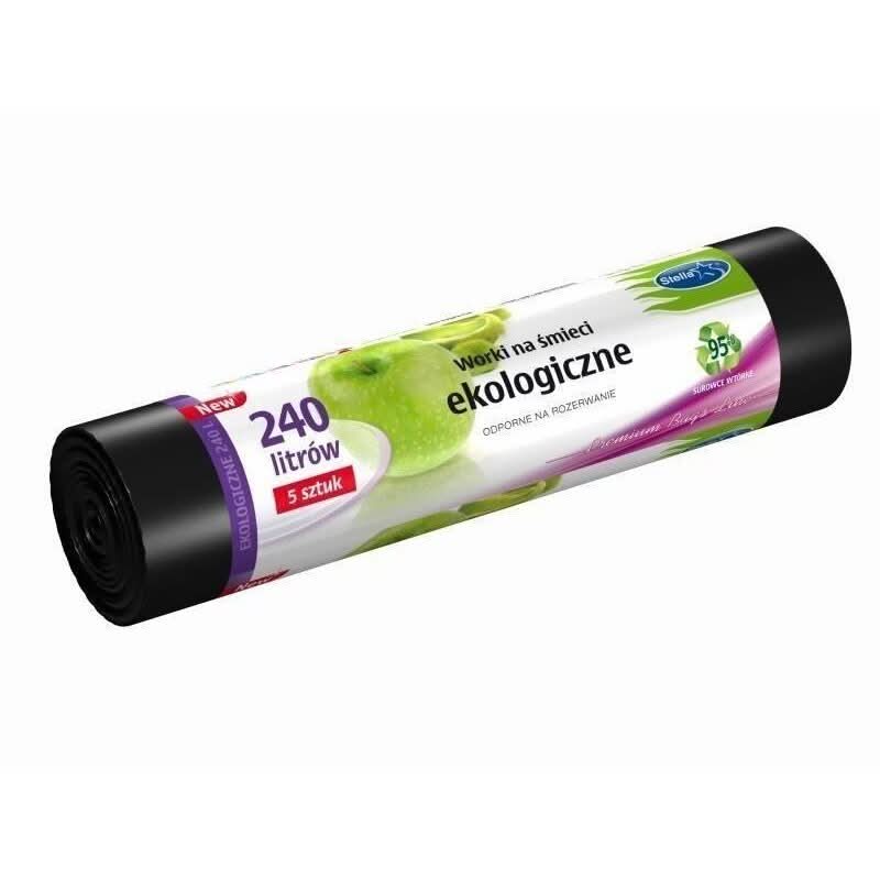 Silné čisticí sáčky 240 l, Stella, 5 kusů, Ekologické, LDPE Black Nati Shop