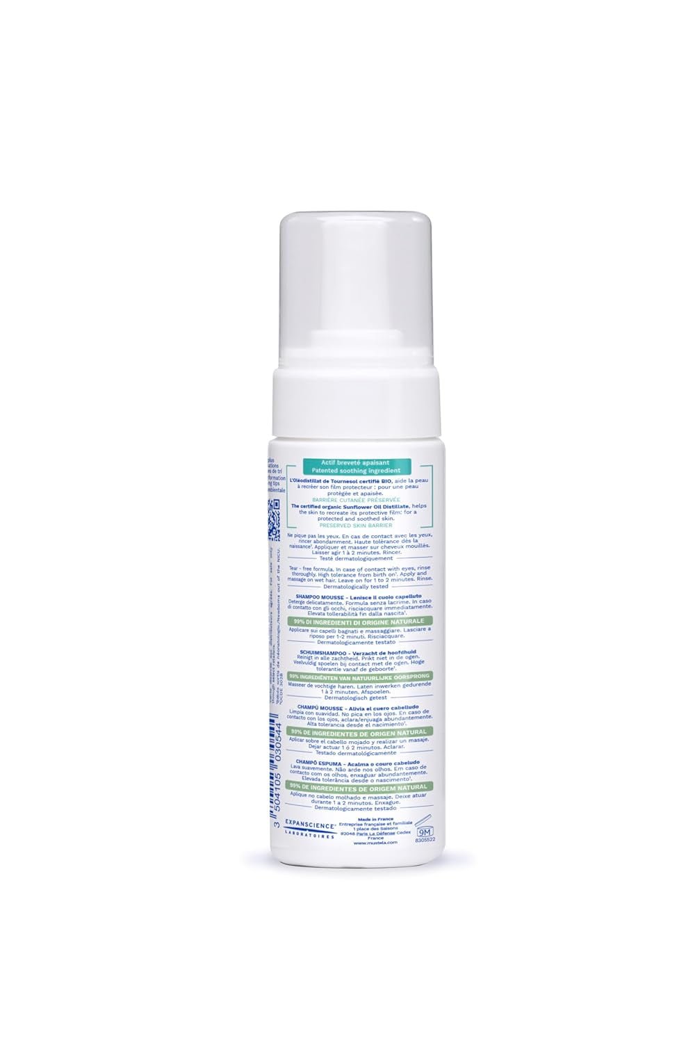 Pěnový šampon na mléčné krusty, vlasy, miminka, děti, celou rodinu - Pomáhá odstranit mléčnou krustu, šetrné čištění, neštípe (150 ml) Děti - Péče do koupele a pokožky Naty Shop