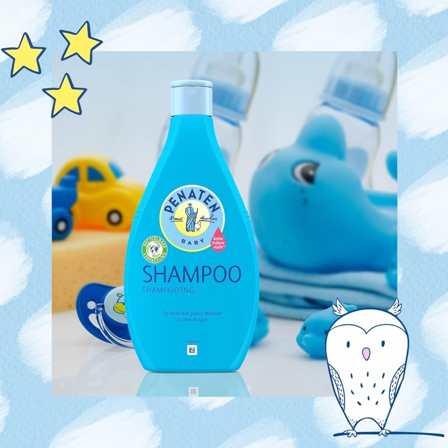 Šampon PENATEN (400 ml), zvláště jemný šampon pro kojence, pro jemné a snadno rozčesatelné vlásky, jemný jako čistá oční voda, v recyklovatelném balení (balení 2 ks) Děti - Koupel a péče o pleť Naty Shop