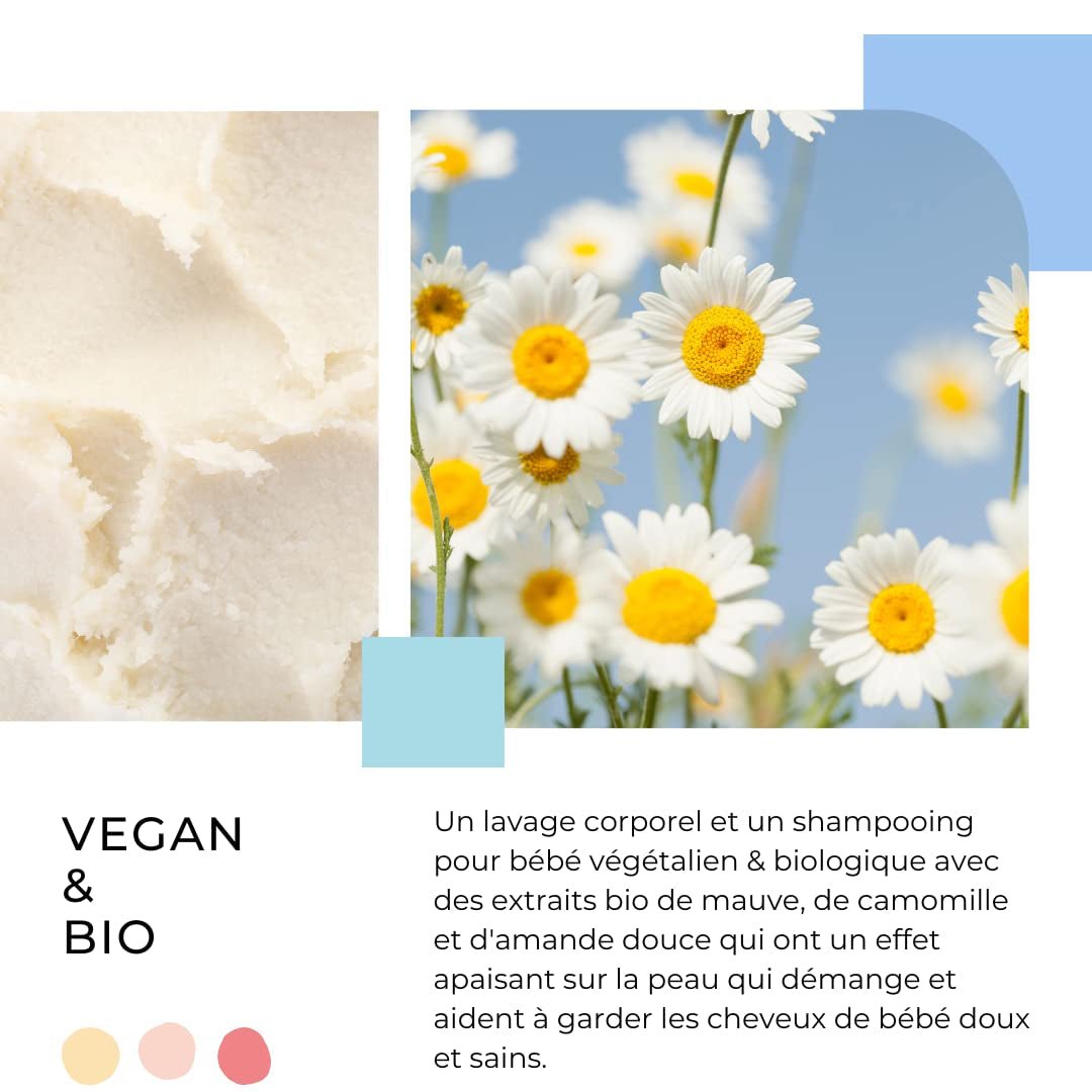 Šampon a mycí gel 2 v 1 Daily Gentle Baby Shampoo & Cleansing Gel - veganské a organické - s 98 % přírodních složek - Šampon bez slz pro děti a kojence - 300 ml Děti - Koupel a péče o pleť Naty Shop