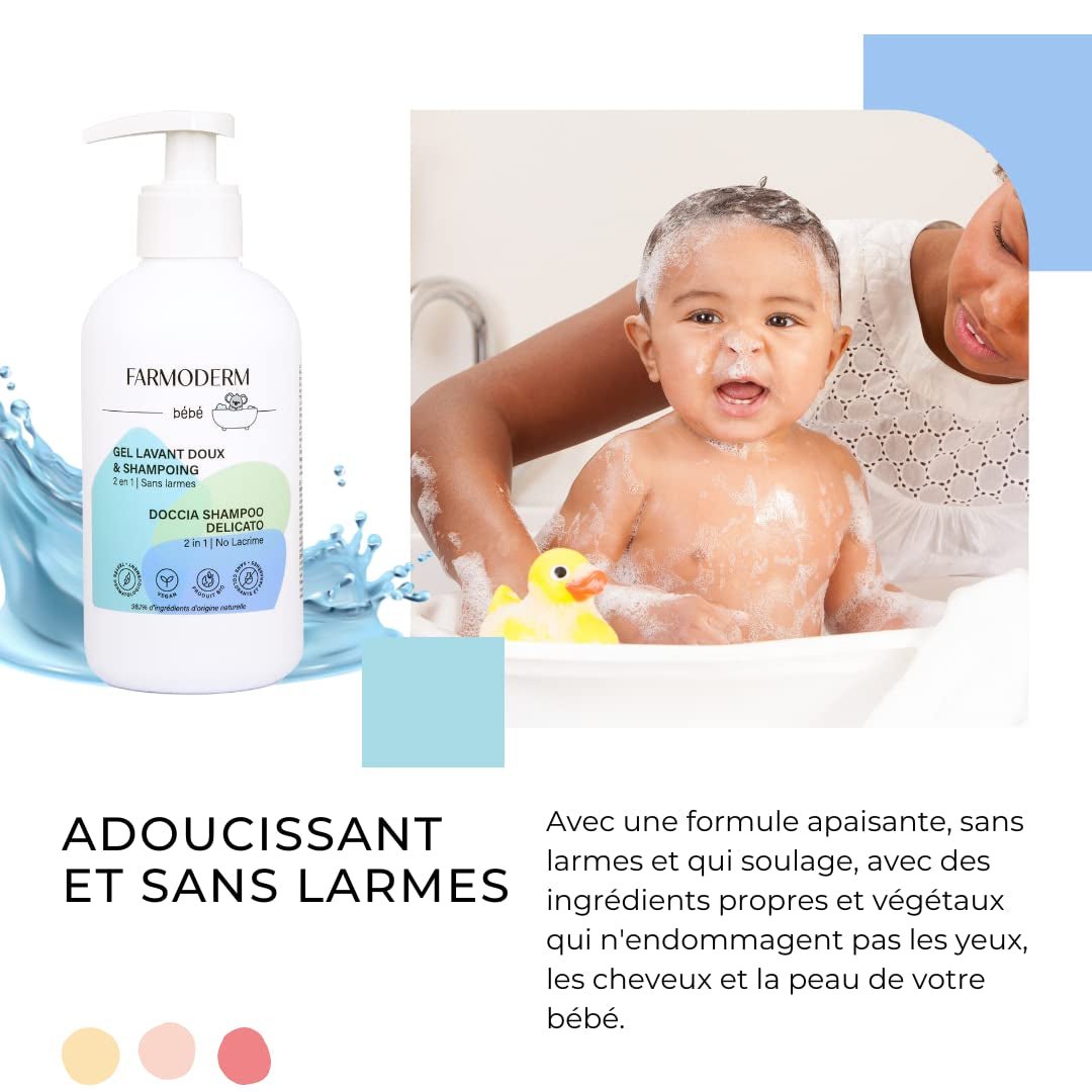 Šampon a mycí gel 2 v 1 Daily Gentle Baby Shampoo & Cleansing Gel - veganské a organické - s 98 % přírodních složek - Šampon bez slz pro děti a kojence - 300 ml Děti - Koupel a péče o pleť Naty Shop