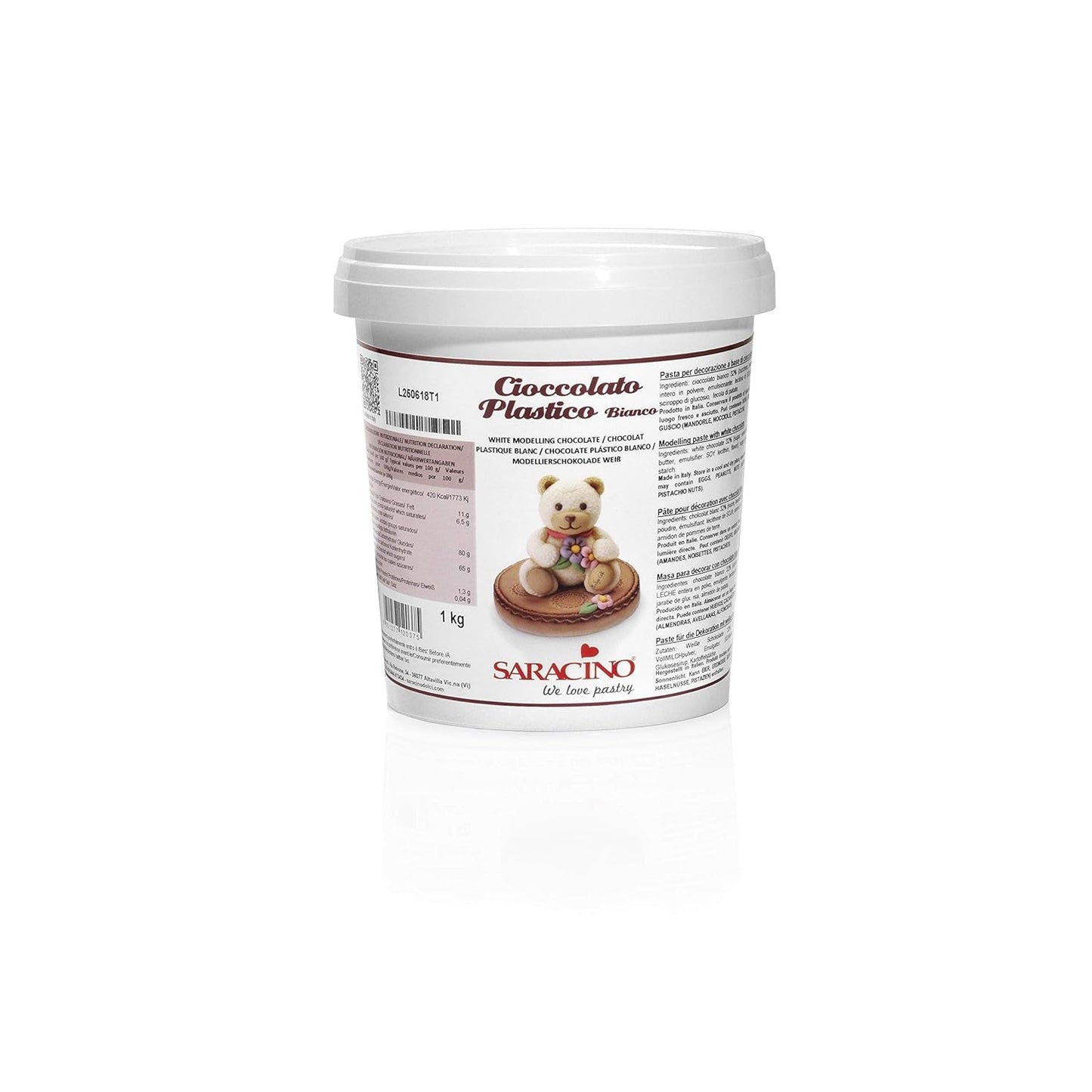 Saracino Bílá modelovací čokoláda Na zdobení a modelování 1 Kg Made In Italy Cukrová pasta Naty Shop Ivory