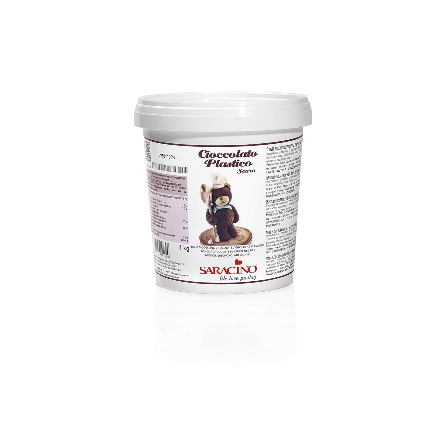 Saracino Bílá modelovací čokoláda Na zdobení a modelování 1 Kg Made In Italy Cukrová pasta Naty Shop Hnědá