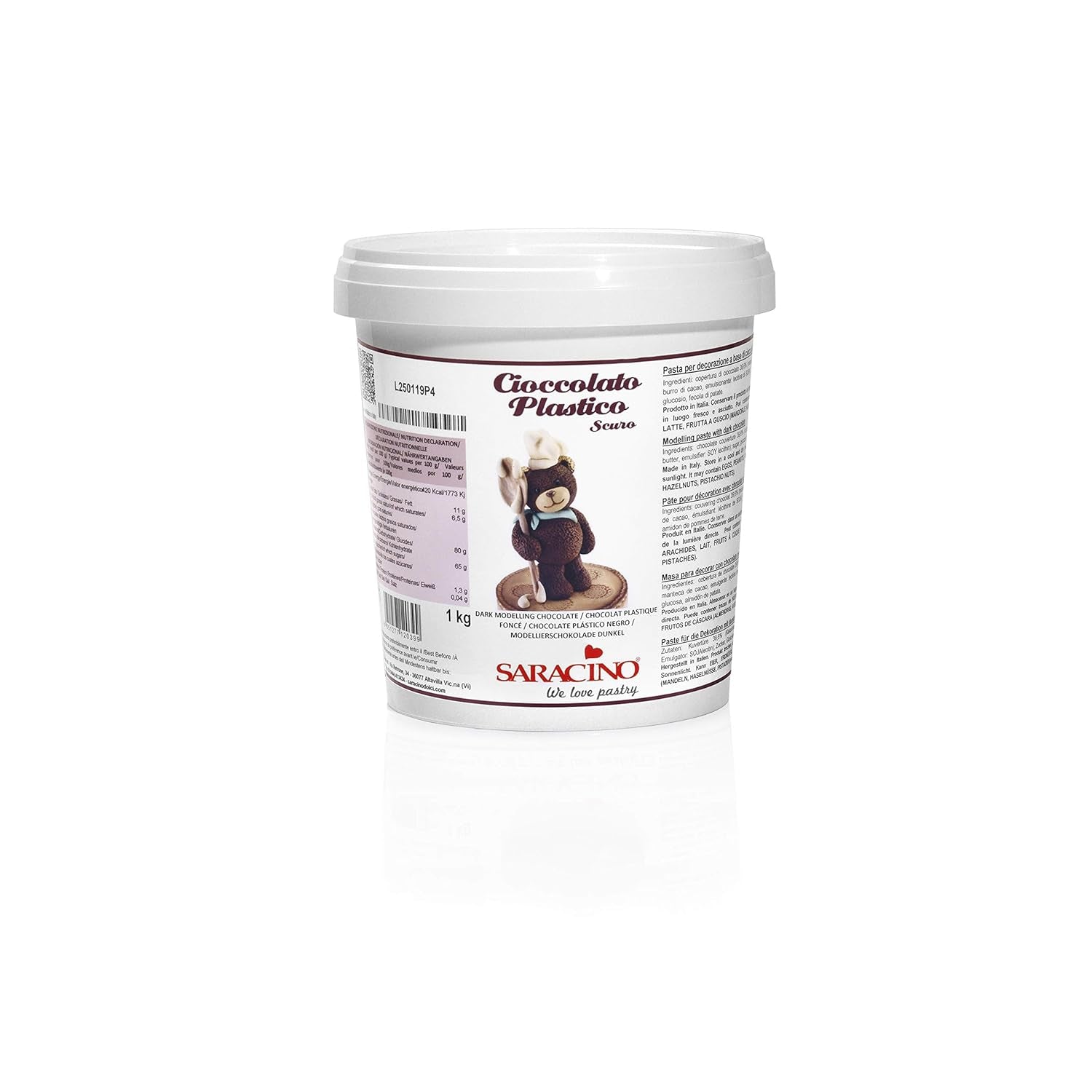 Saracino Bílá modelovací čokoláda Na zdobení a modelování 1 Kg Made In Italy Cukrová pasta Naty Shop Hnědá