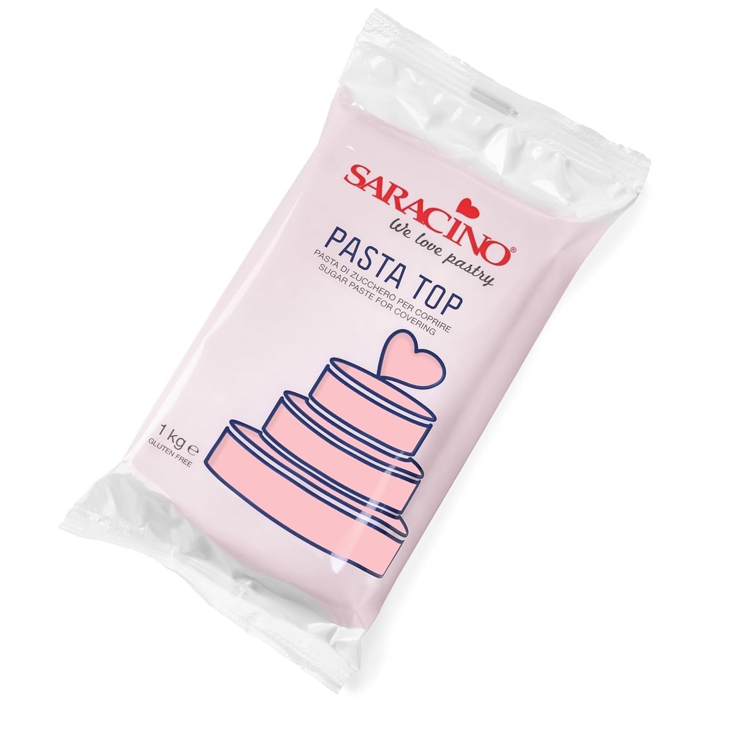 Saracino Fondant Top, Cukrová pasta na zakrytí 1 kg, Made In Italy Cukrová pasta Naty Shop Dětská růžová