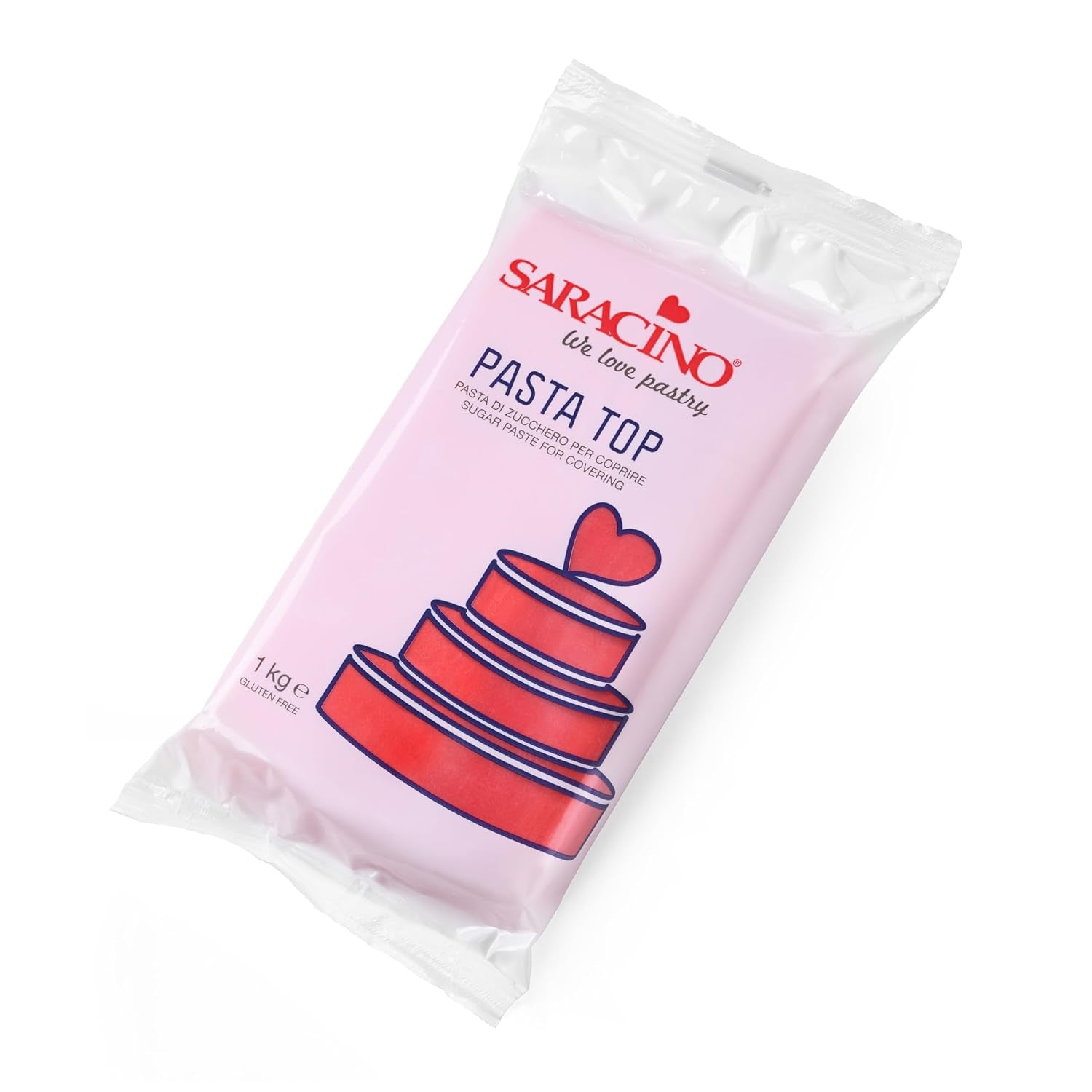 Saracino Fondant Top, cukrová pasta na pokrytí 1 kg, Made In Italy Cukrová pasta Naty Shop červená