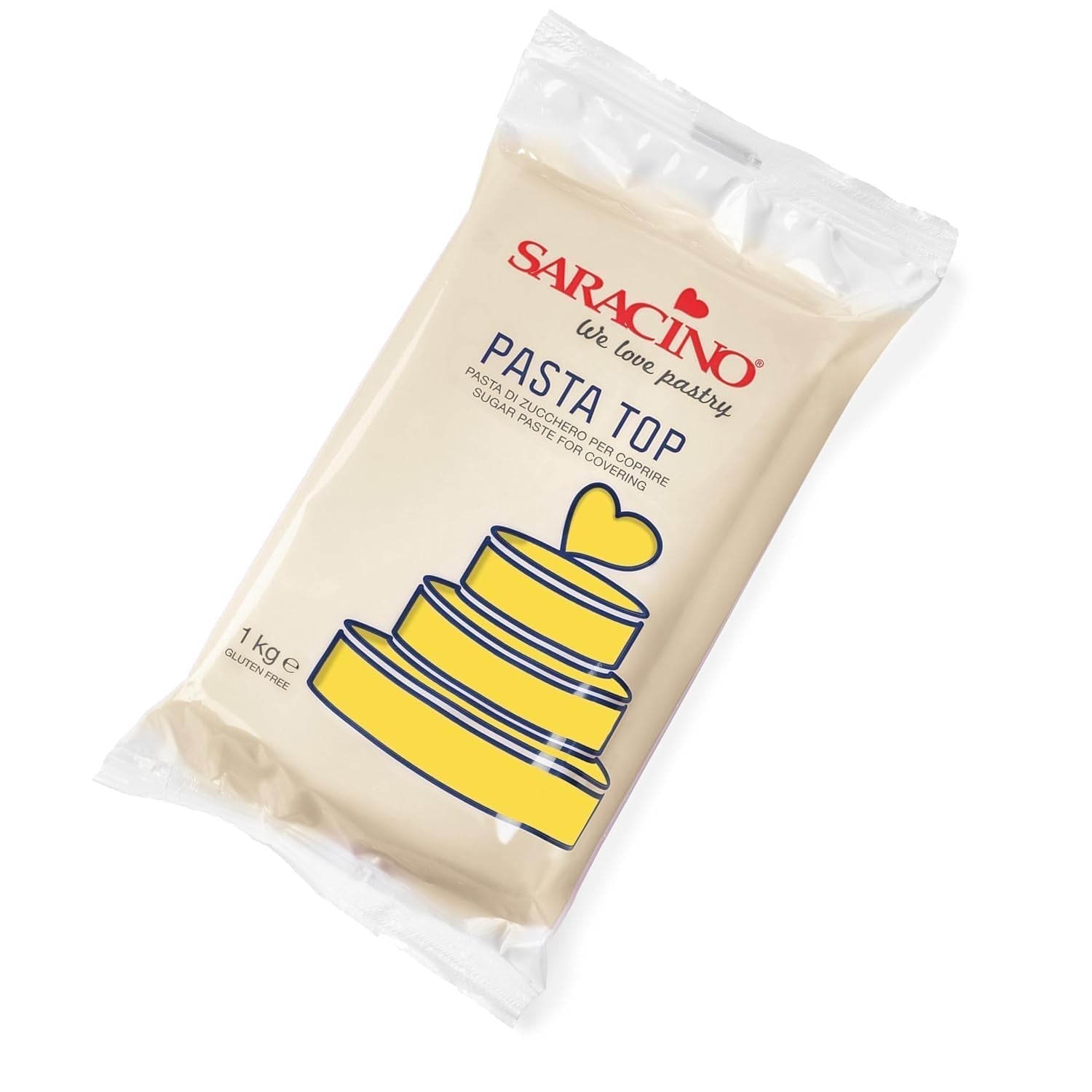 Saracino Fondant Top, cukrová pasta na pokrytí 1 kg, Made In Italy Cukrová pasta Naty Shop žlutá
