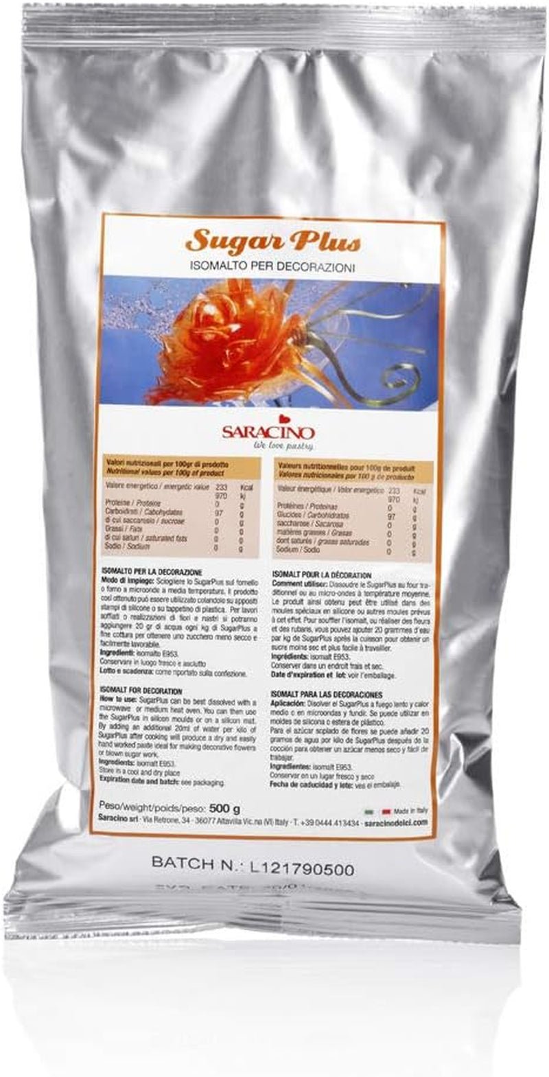 Saracino Sugarplus - Isomalt pro tuhé cukrové dekorace 0,5 kg Made In Italy Cukrová pasta Naty Shop Výchozí název