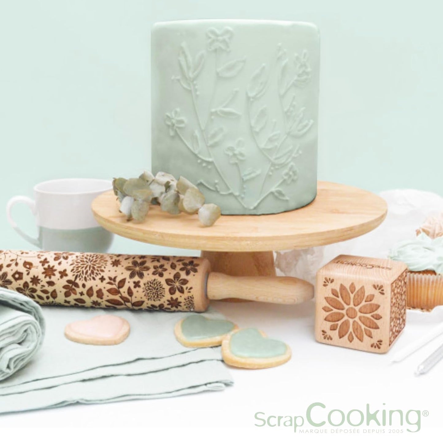 ScrapCooking - Pâte Ã Sucre Vert Sauge 250 g - Colorant d'Origine Naturelle - Sans Gluten, Sans Huile de Palme - Pour Gâteaux, Pâtisseries Anniversaire - Vert Pastel - Fabrikie en France - 7621 Cukrová pasta Naty Shop
