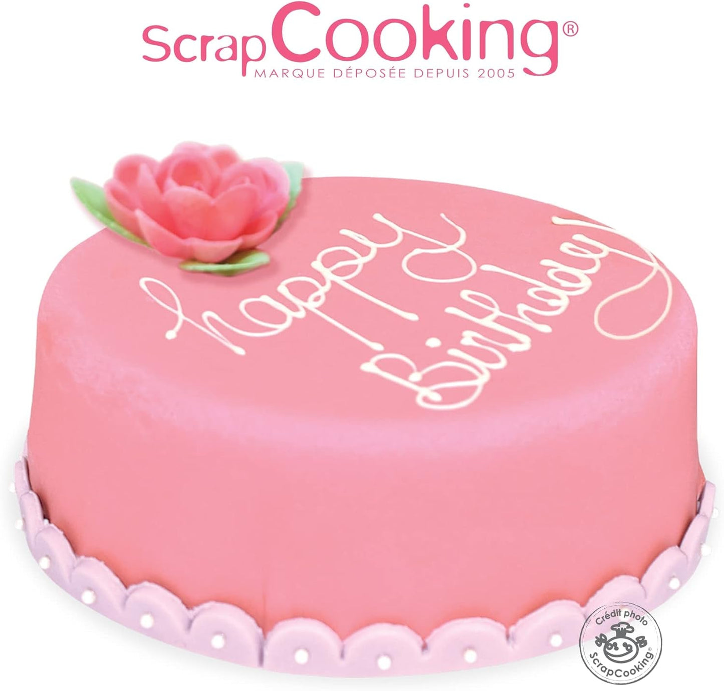 ScrapCooking - Růžová fondánová roláda â'¬ 36 cm - Rolovaný černý fondán 430 g - Dortový topper fondánová ozdoba na dorty, pečení, narozeniny, párty - Růžová - 7264 Cukrová pasta Naty Shop
