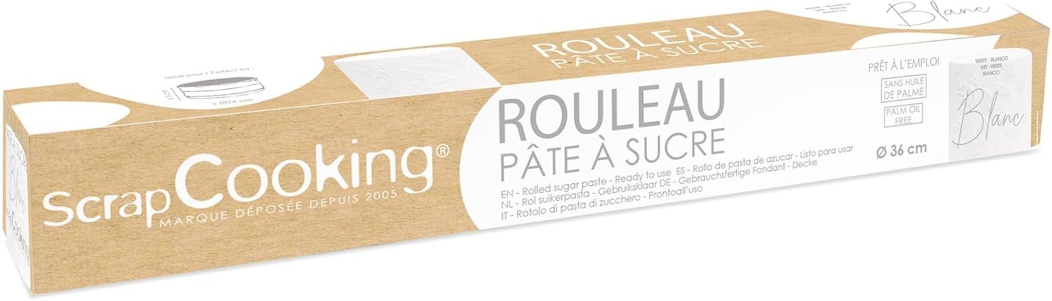 ScrapCooking - Růžová fondánová roláda â'¬ 36 cm - Rolovaný černý fondán 430 g - Dortový toner fondánová ozdoba na dorty, pečení, narozeniny, párty - Růžová - 7264 Naty Shop Bílá cukrová pasta