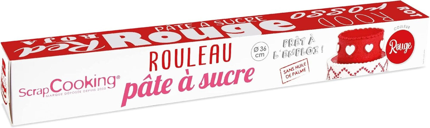 ScrapCooking - Růžová fondánová roláda â'¬ 36 cm - Rolovaný černý fondán 430 g - Dortový toner ozdobný fondán na dorty, pečení, narozeniny, párty - Růžový - 7264 Naty Shop Červená cukrová pasta