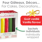 ScrapCooking - Sada 5 ks fondantů - bílý, žlutý, červený, zelený a hnědý - 5 x 80 g - cukrová pasta na dorty Ozdoby na dorty Narozeniny Vánoce - bez lepku a bez palmového oleje - 7257 Naty Shop Sugarpaste