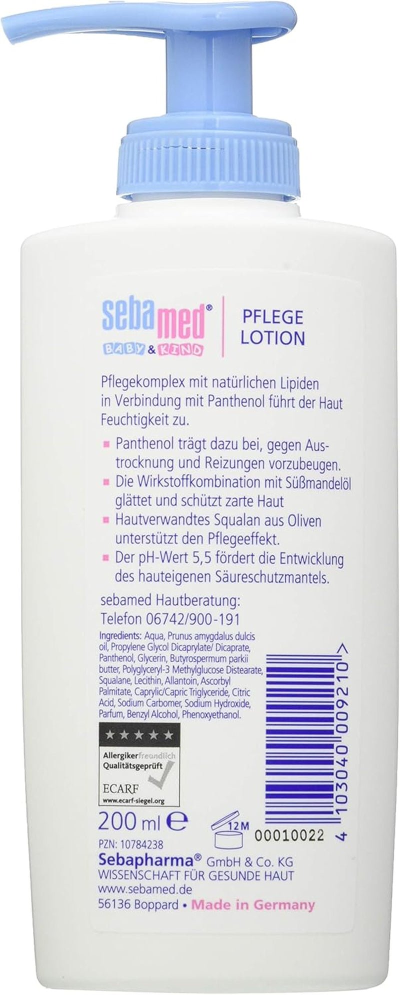 Sebamed Baby and Child Care Lotion s panthenolem, 2 balení, 2 x 200 ml, šetrně pečuje o jemnou dětskou pokožku, také o suchou pokožku a podráždění Děti - Koupel a péče o pleť Naty Shop