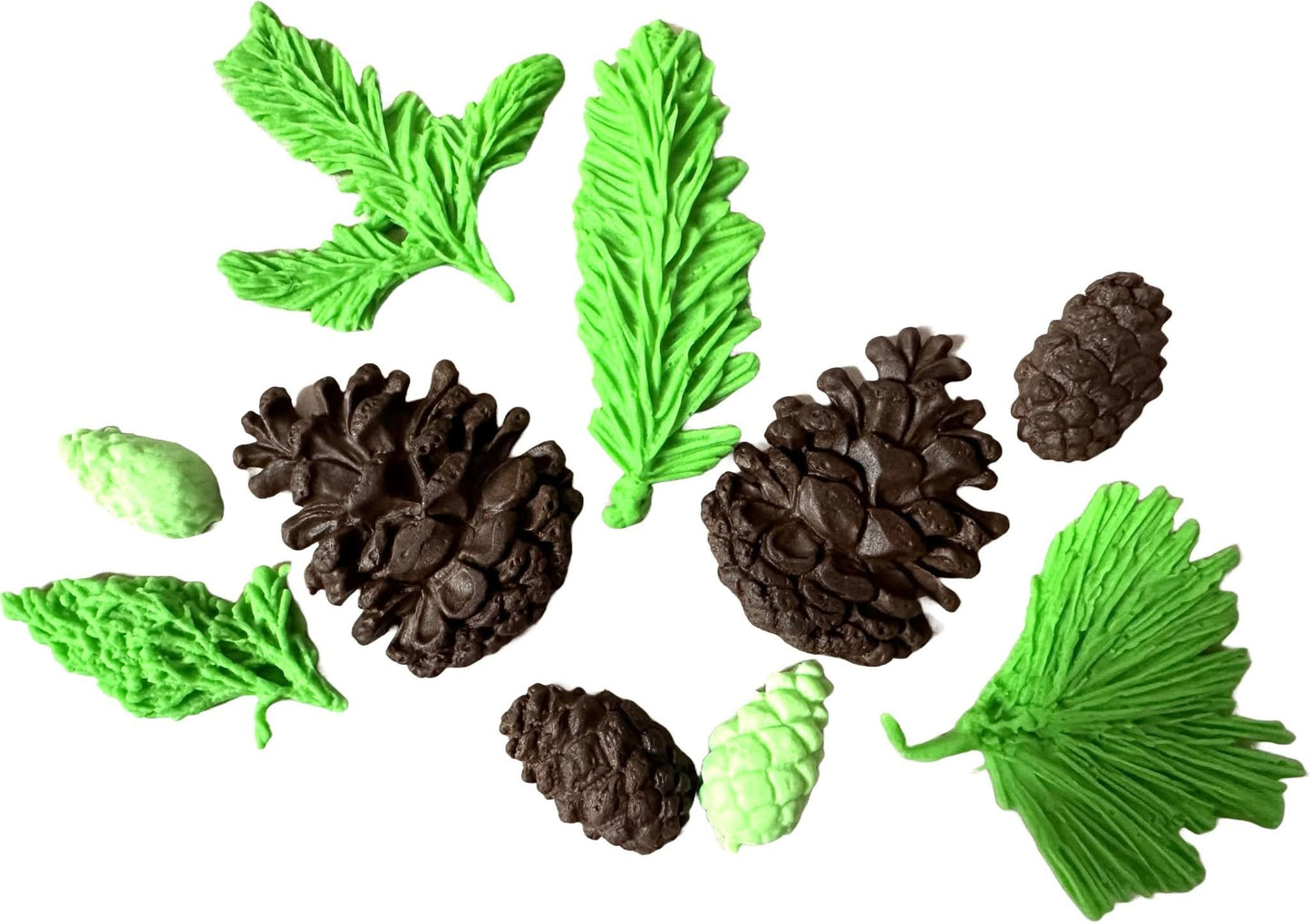 Sada 10 jedlých cukrových dekorací, Dekorace z cukrové pasty Conifers Nati Shop