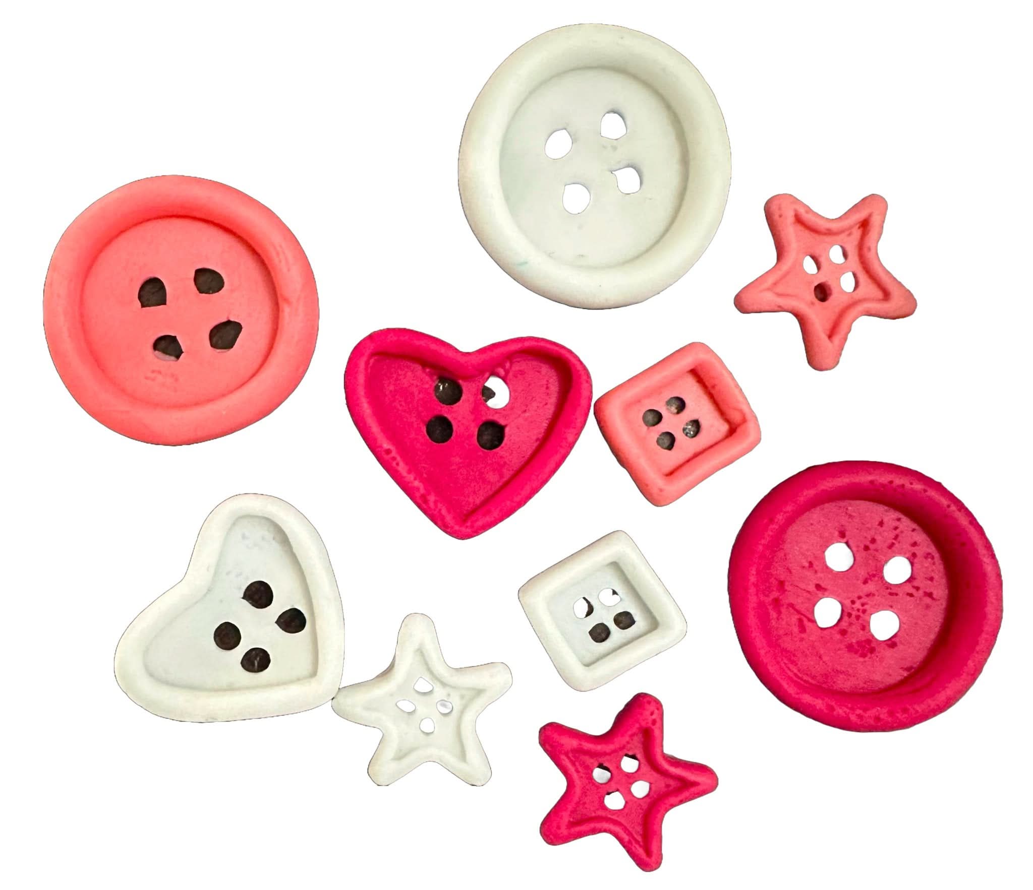 Sada 10 jedlých cukrových dekorací, Buttons Decorations z Sugar Paste Nati Shop