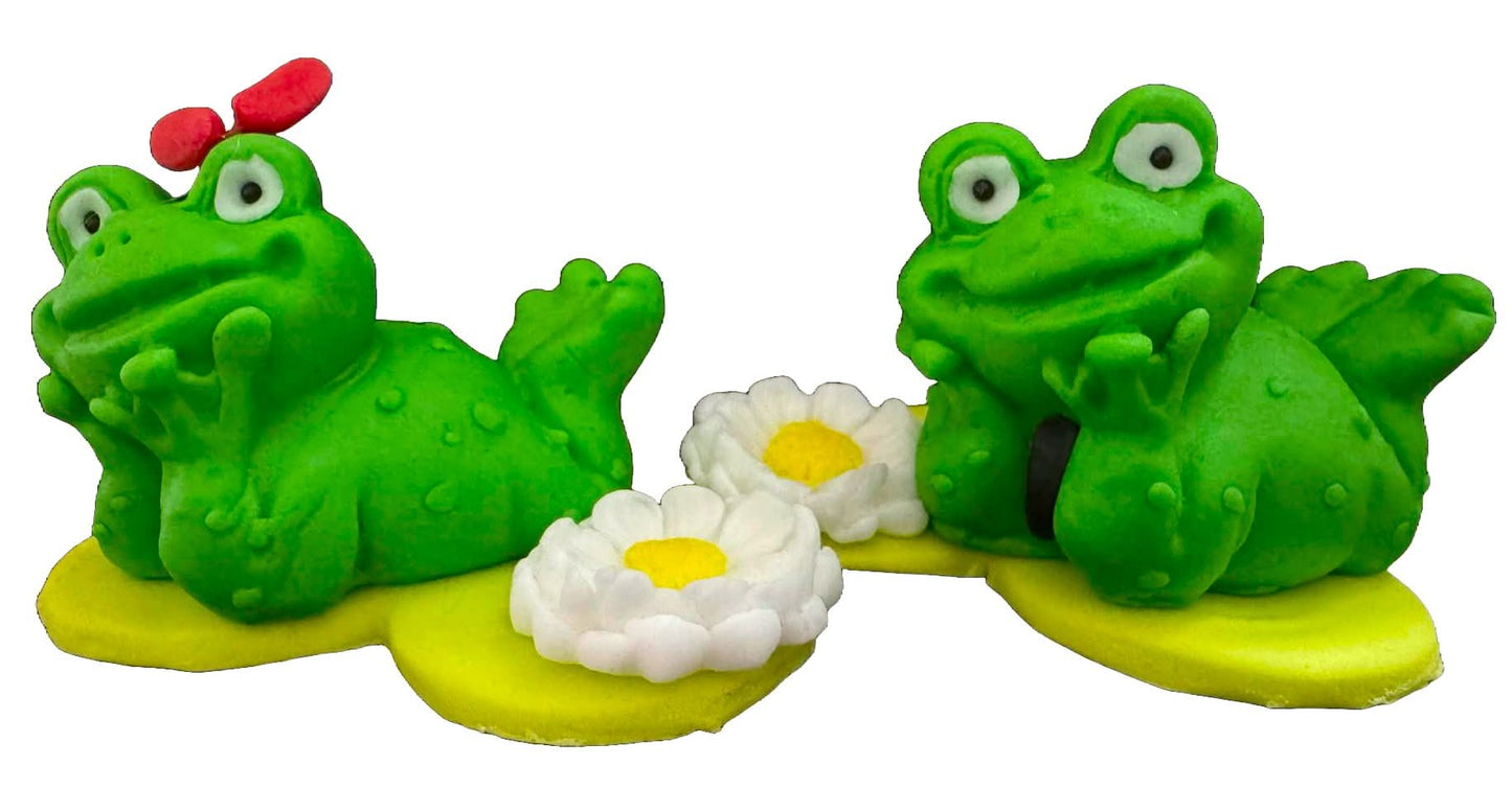 Sada 2 jedlých cukrových dekorací, Dekorace z cukrové pasty Frogs Nati Shop