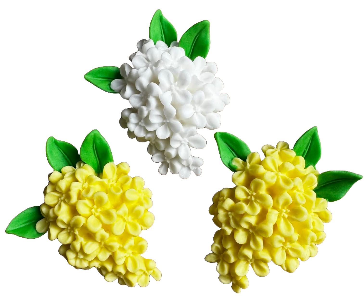 Sada 3 jedlých cukrových dekorací, Květy šeříku Dekorace z Sugar Paste Nati Shop