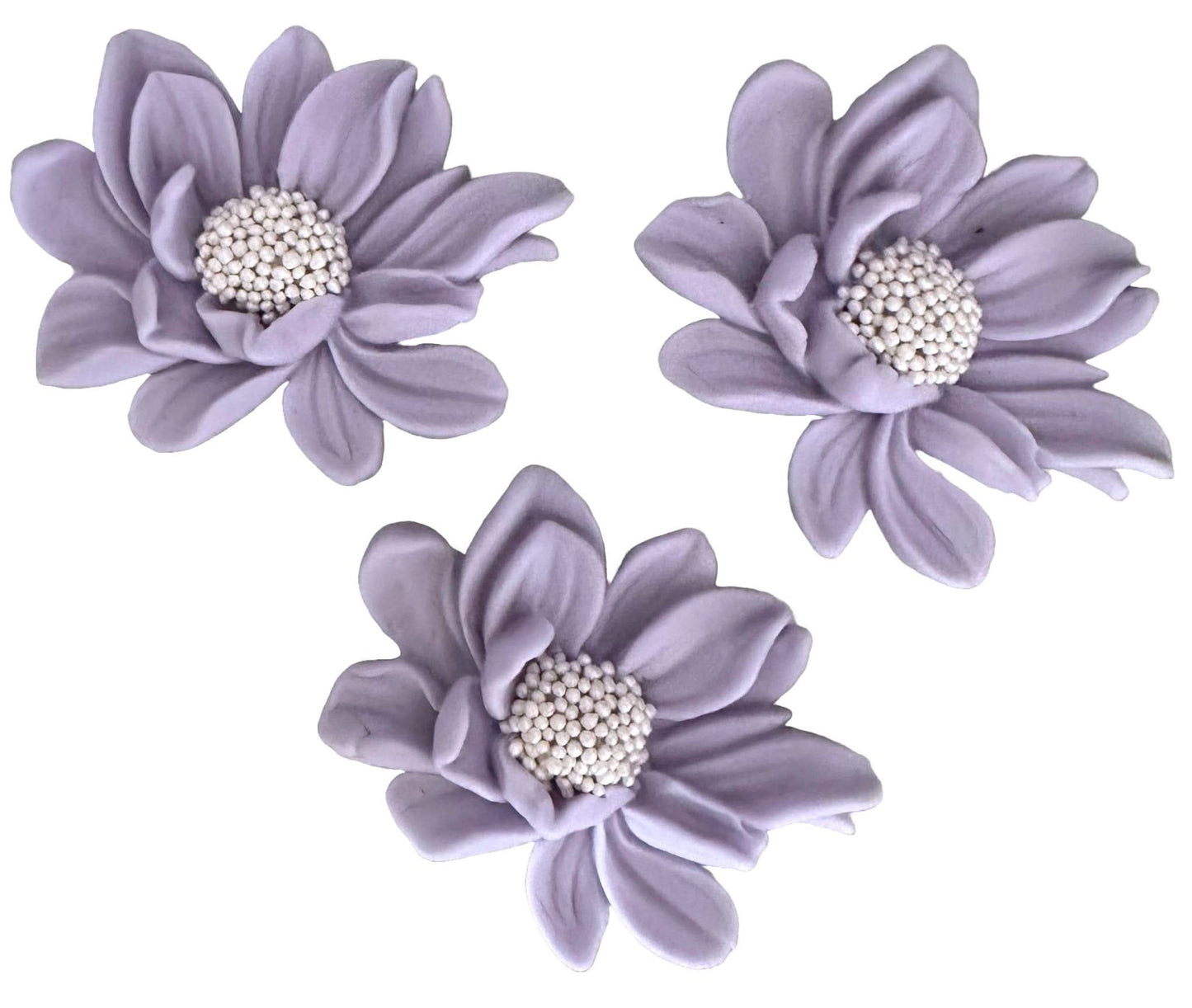 Sada 3 jedlých cukrových dekorací, Lilac purple flowers Dekorace z Sugar Paste Nati Shop