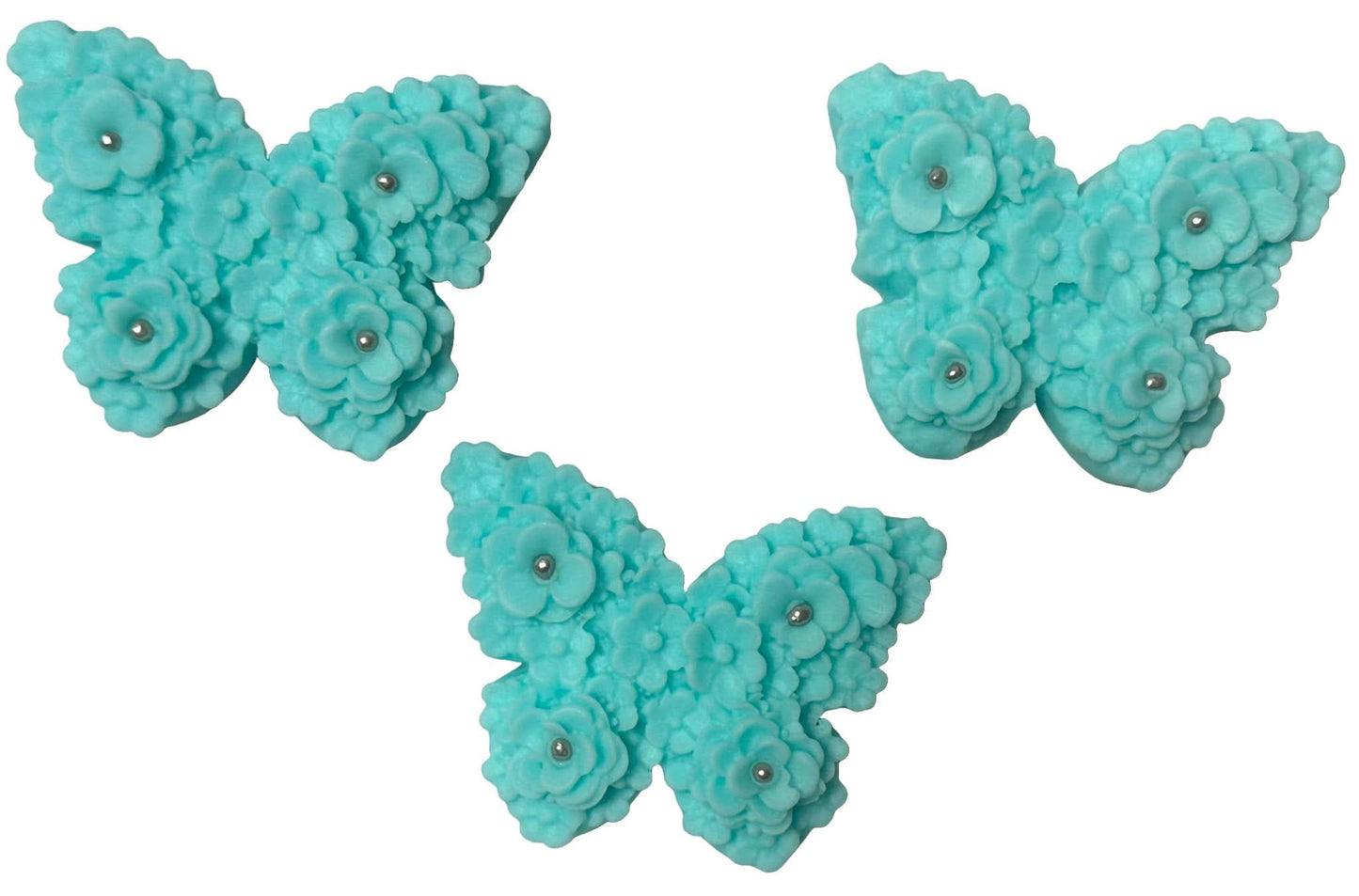 Sada 3 jedlých cukrových dekorací, Dekorace z cukrové pasty Blue Butterflies Nati Shop