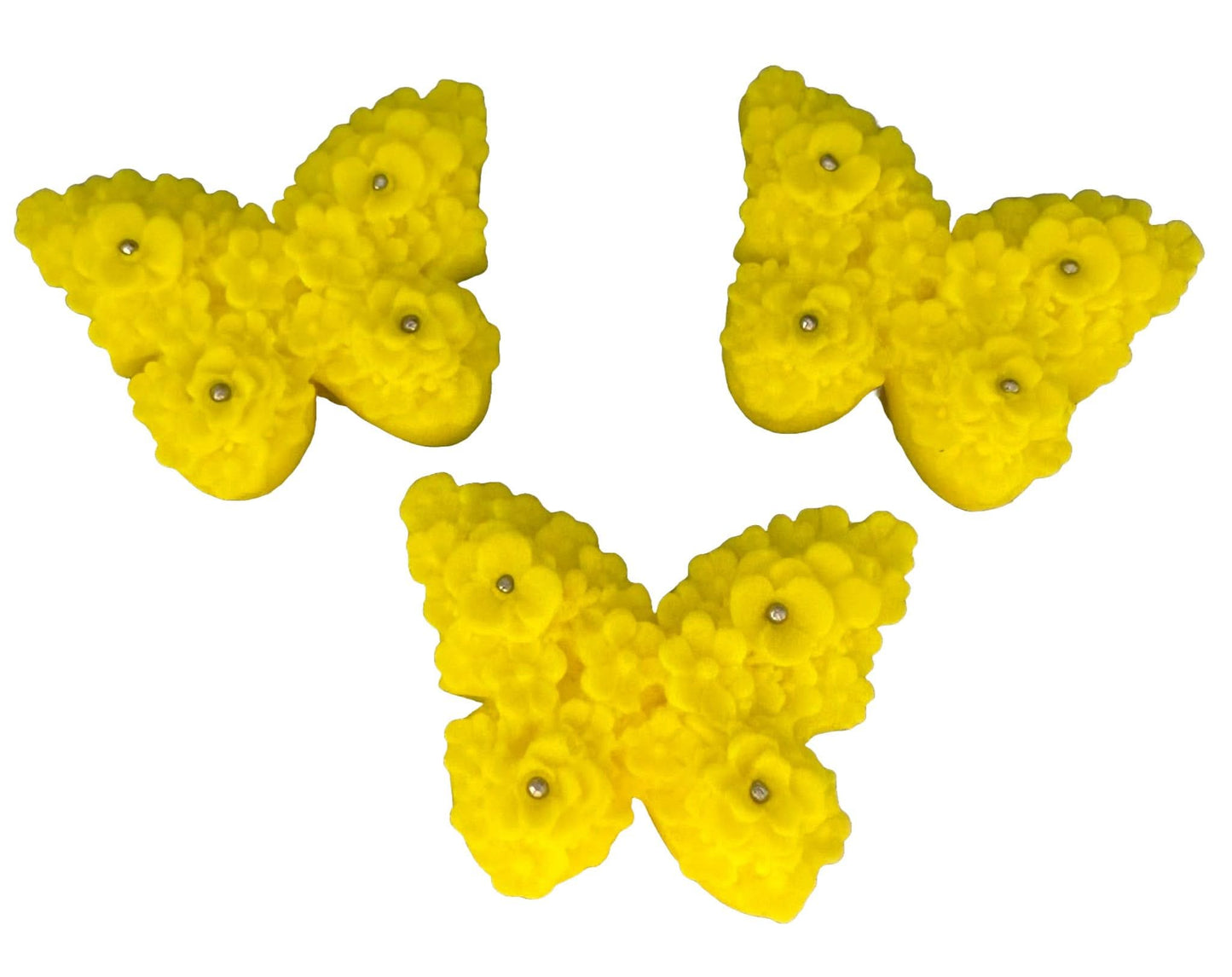 Sada 3 jedlých cukrových dekorací, dekorace z cukrové pasty Yellow Butterflies Nati Shop
