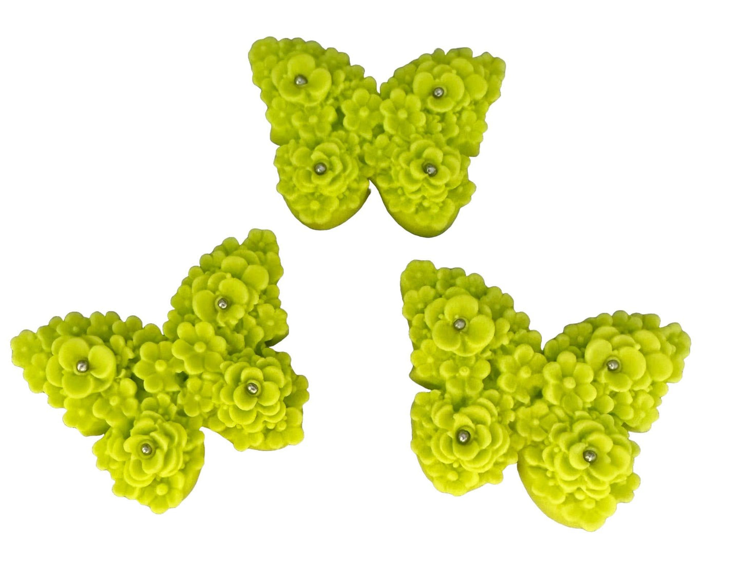 Sada 3 jedlých cukrových dekorací, Dekorace z cukrové pasty Green Butterflies Nati Shop