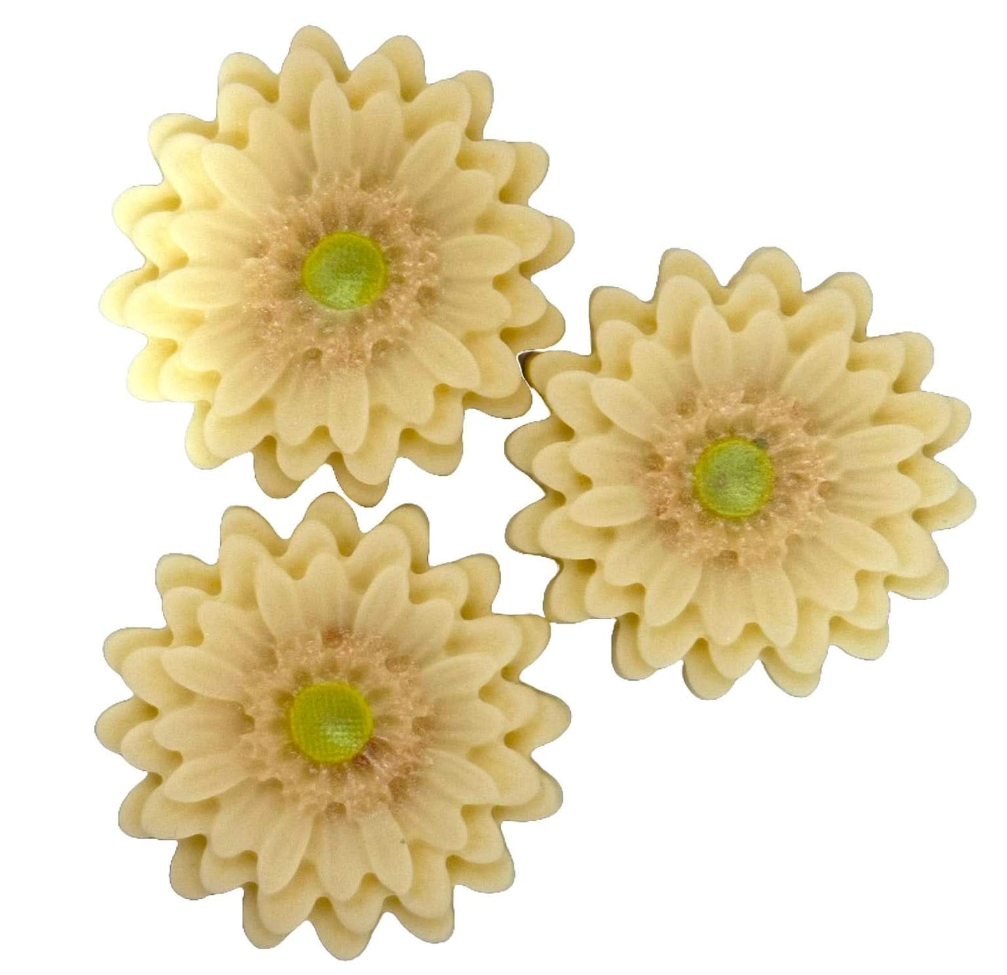 Sada 3 jedlých cukrových ozdob, Dekorace z krémové cukrové pasty Gerbera Nati Shop