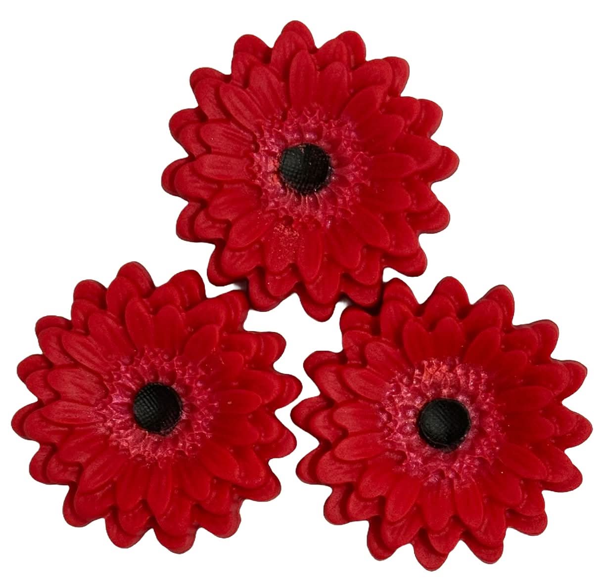 Sada 3 jedlých cukrových dekorací, Dekorace z cukrové pasty Red Gerbera Nati Shop
