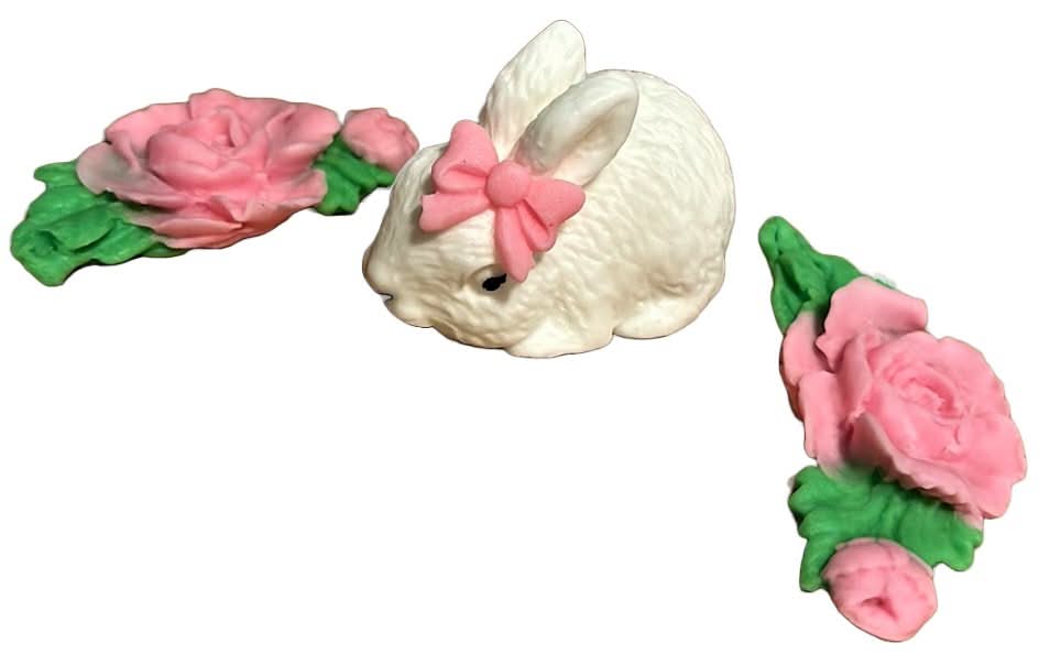 Sada 3 jedlých cukrových dekorací, Bunny Sugar Paste Decorations Nati Shop