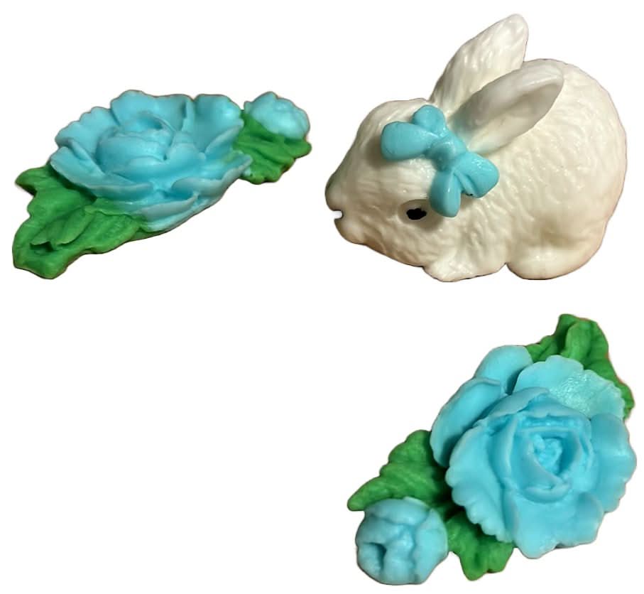 Sada 3 jedlých cukrových dekorací, Bunny Sugar Paste Decorations Nati Shop