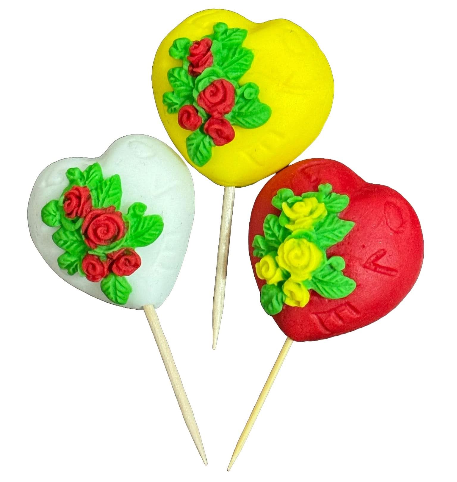 Sada 3 jedlých cukrových dekorací, Hearts Sugar Paste Decorations Nati Shop