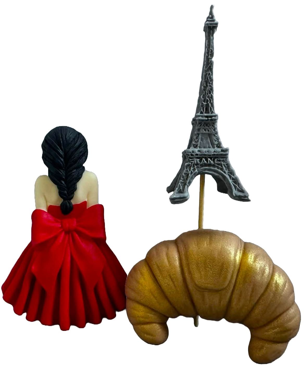 Sada 3 jedlých cukrových dekorací, Lady in Paris Cukrová pasta Dekorace Nati Shop