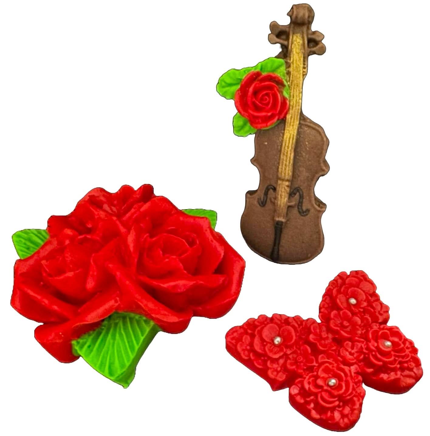 Sada 3 jedlých cukrových dekorací, Dekorace z cukrové pasty Music of love Nati Shop