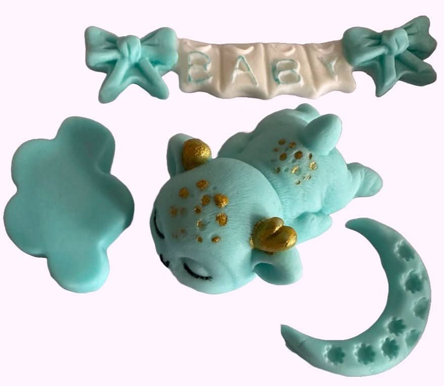 Sada 4 jedlých cukrových dekorací, Dekorace z cukrové pasty Baptism Nati Shop