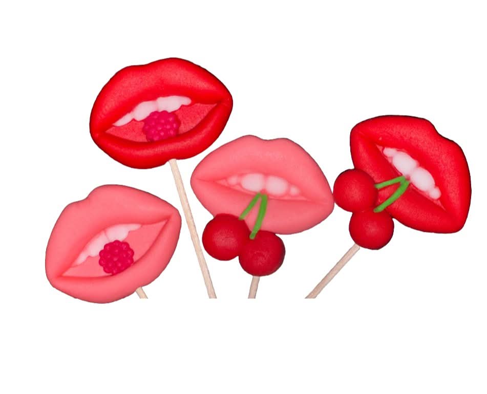 Sada 4 jedlých cukrových dekorací, ozdoby z cukrové pasty Sensual Lips Nati Shop