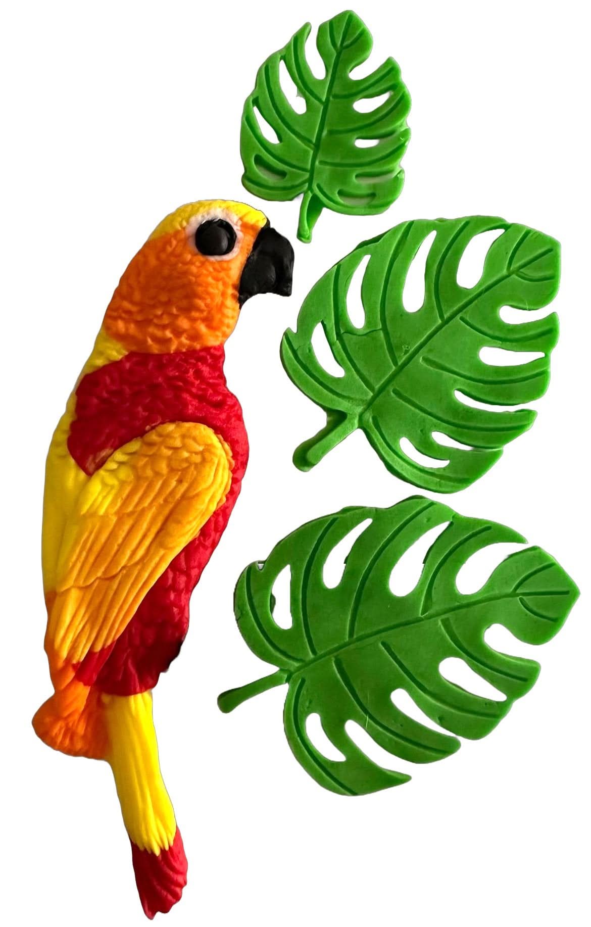 Sada 4 jedlých cukrových dekorací, Tropical Parrot Sugar Paste Decorations Nati Shop