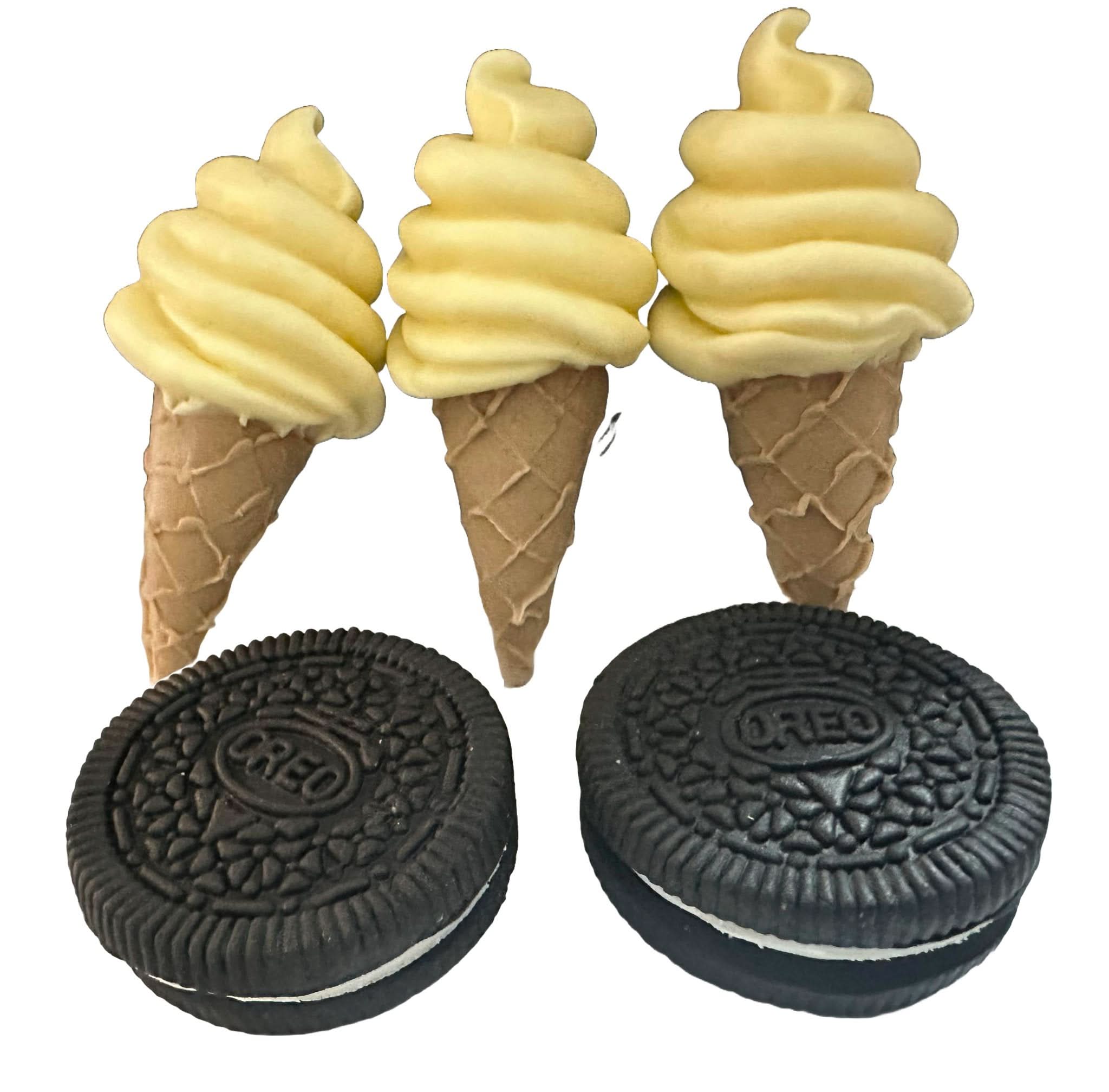 Sada 5 jedlých cukrových ozdob, zmrzlinových a oreo ozdob z Cukrové pasty Nati Shop