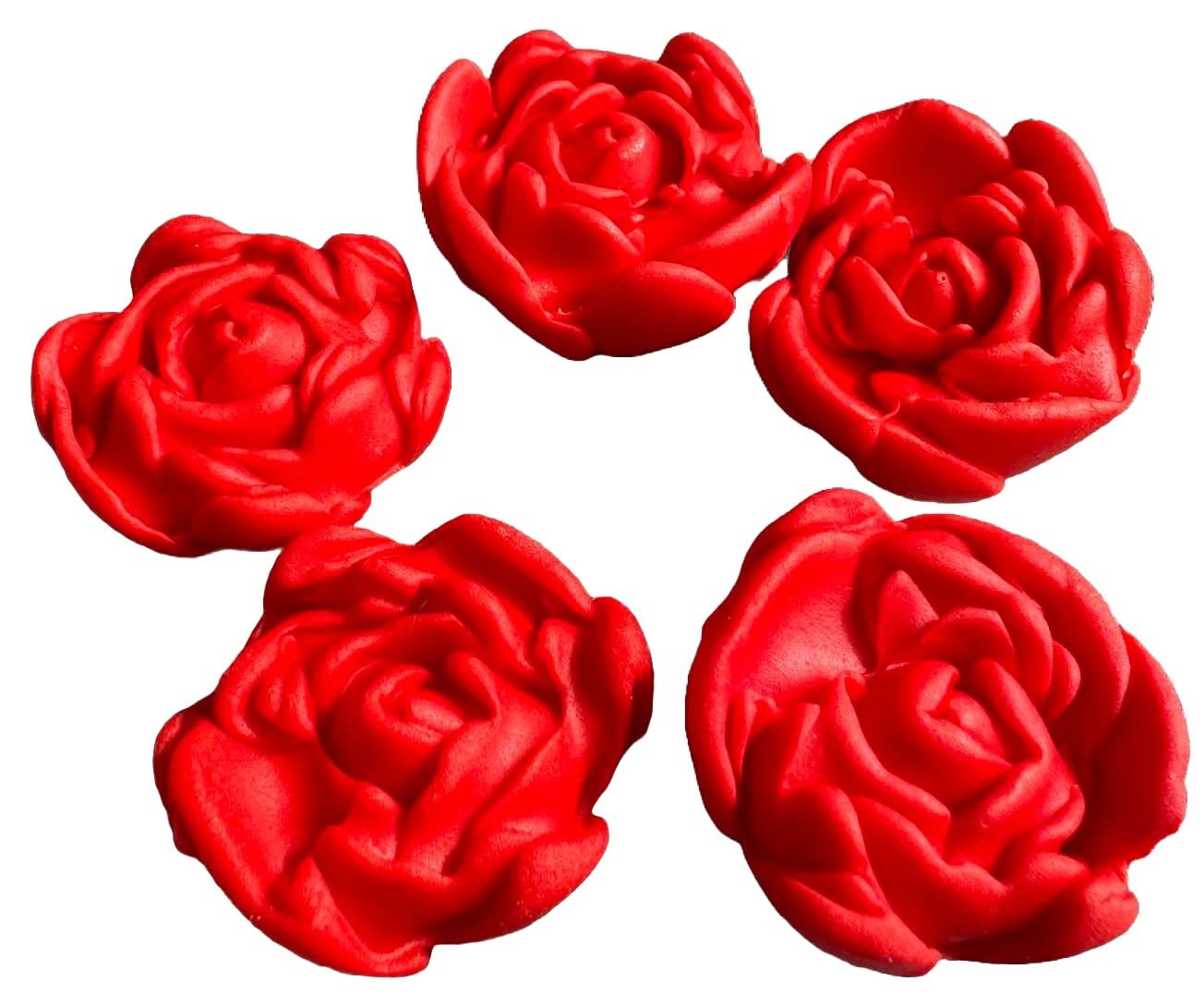 Sada 5 jedlých cukrových dekorací, Dekorace z cukrové pasty Red Roses Nati Shop