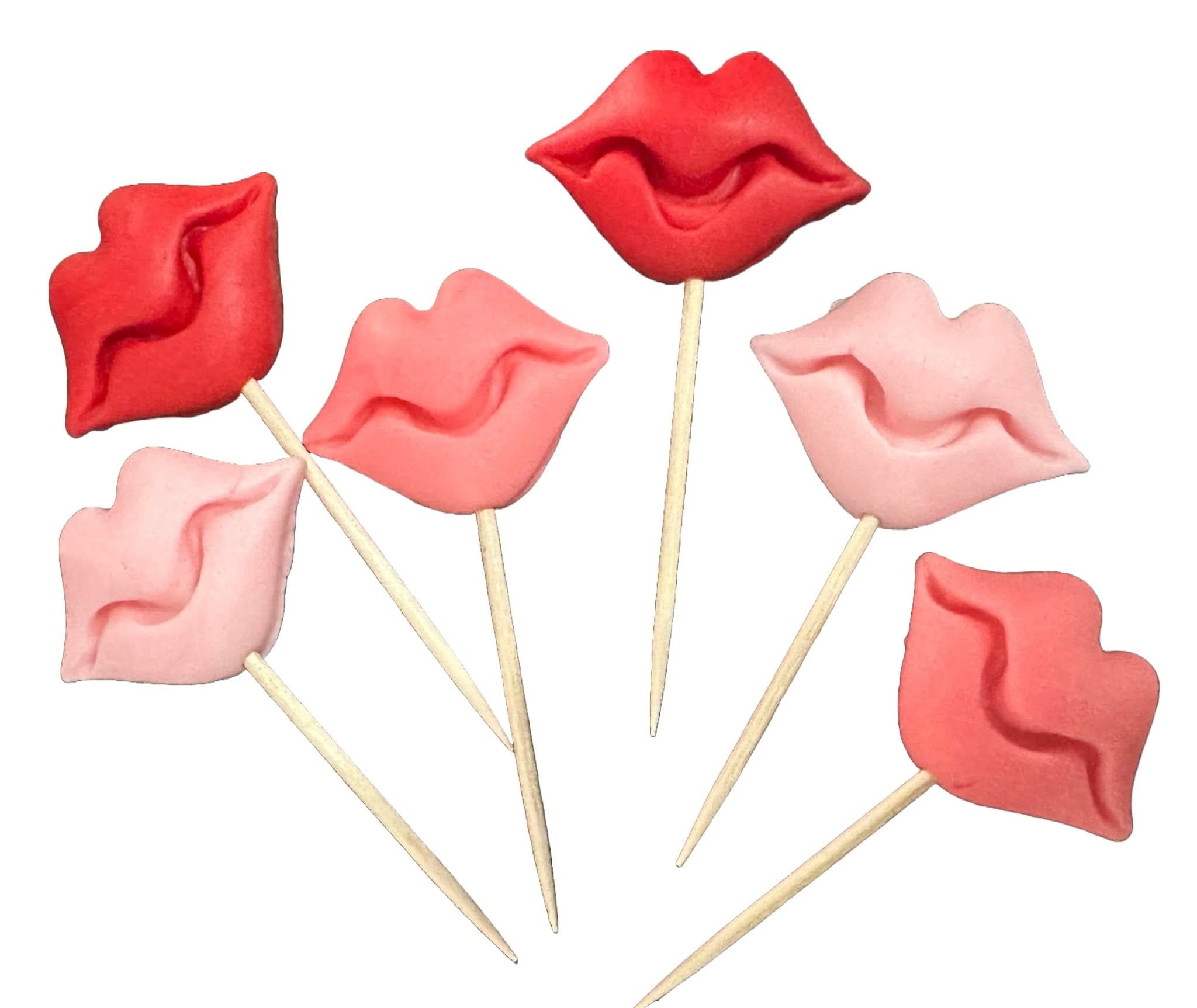 Sada 6 jedlých cukrových ozdob, Dekorace na rty z Sugar Paste Nati Shop