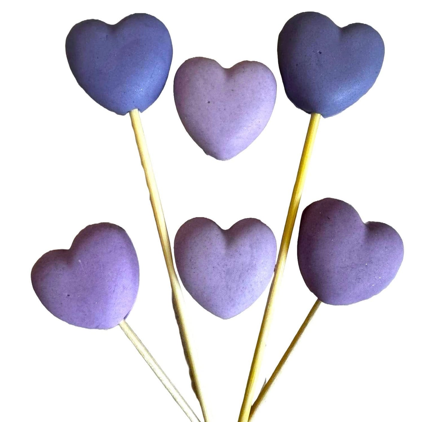 Sada 6 jedlých cukrových dekorací, dekorace z cukrové pasty Purple Hearts Naty Shop