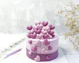 Sada 6 jedlých cukrových dekorací, dekorace z cukrové pasty Purple Hearts Naty Shop