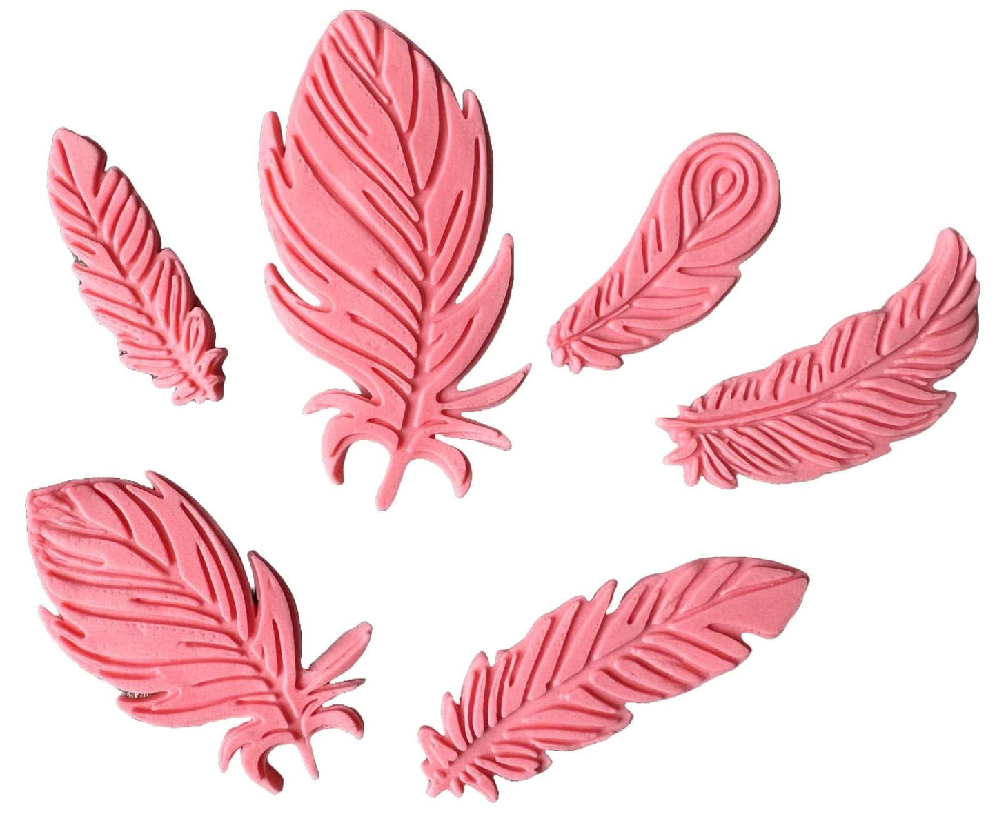 Sada 6 jedlých cukrových dekorací, dekorace z cukrové pasty Pink Feathers Nati Shop
