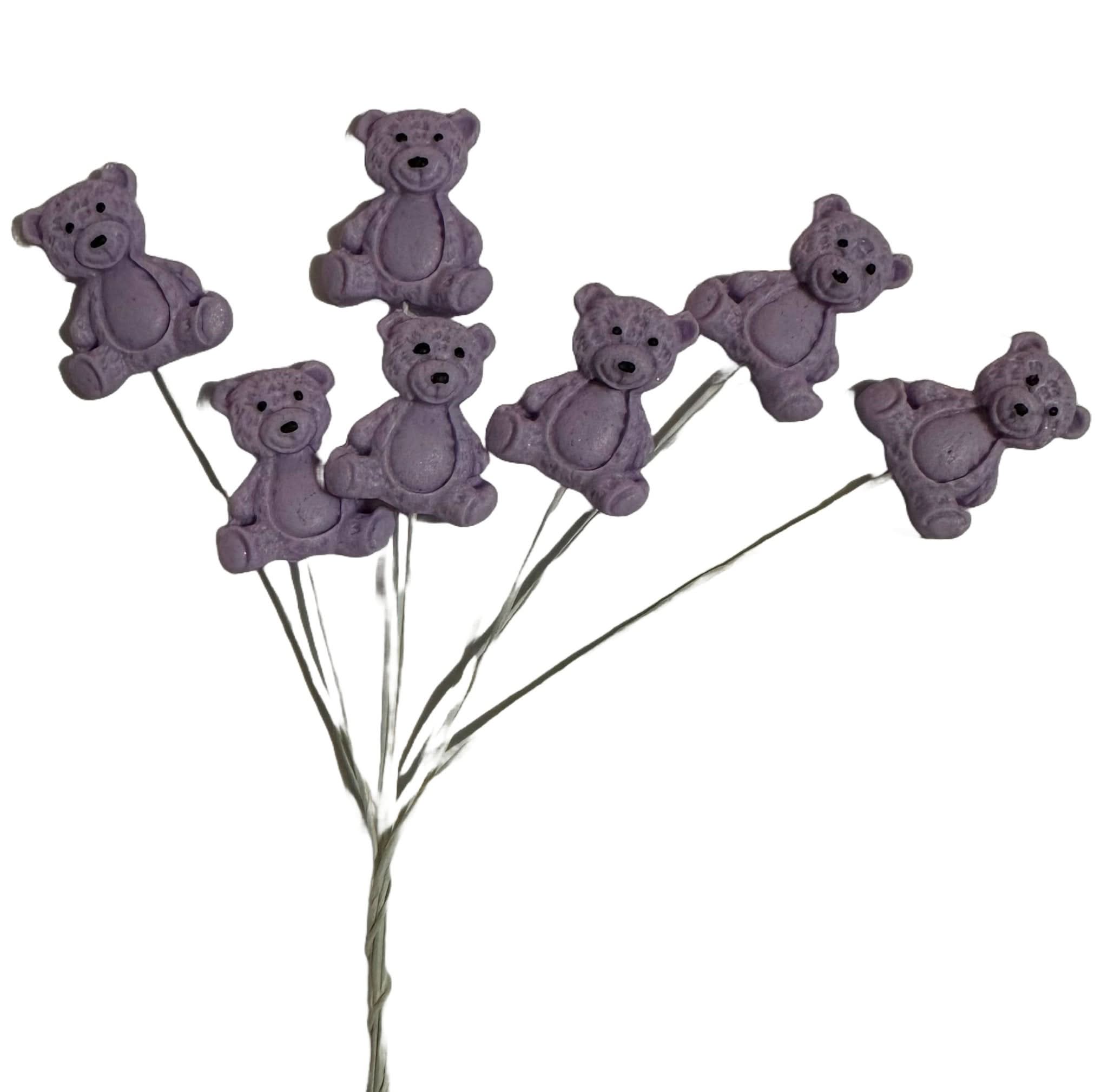 Sada 7 jedlých cukrových dekorací, Dekorace z cukrové pasty Purple Medvídci Nati Shop