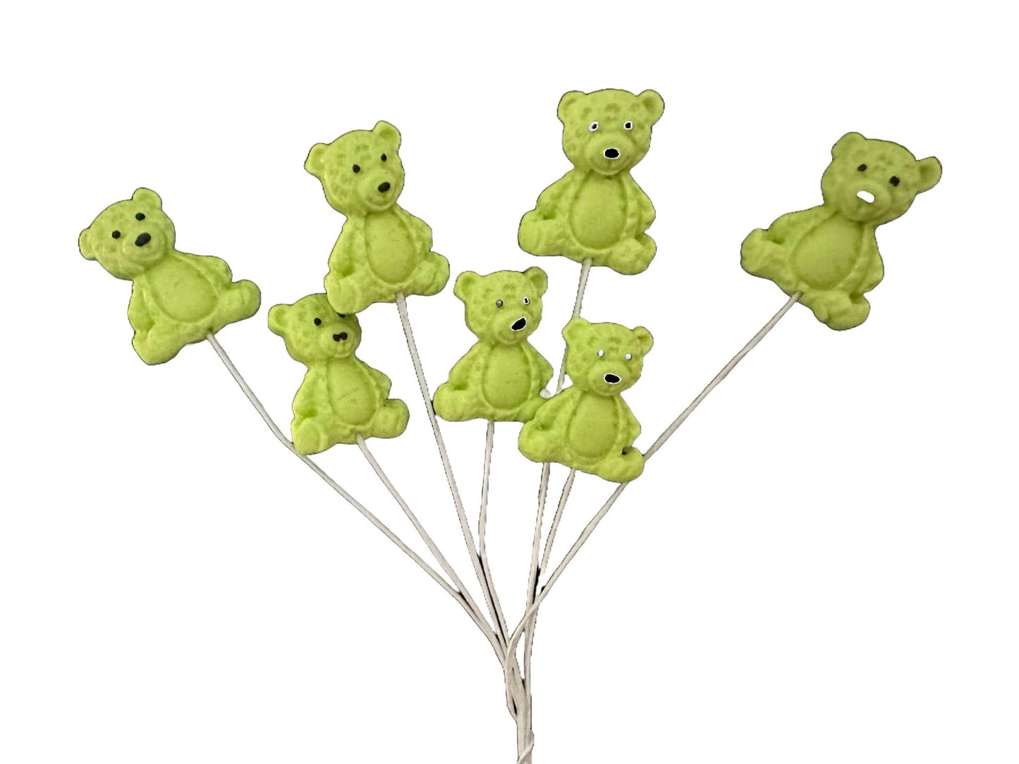 Sada 7 jedlých cukrových dekorací, Dekorace z cukrové pasty Green Teddy Bears Nati Shop