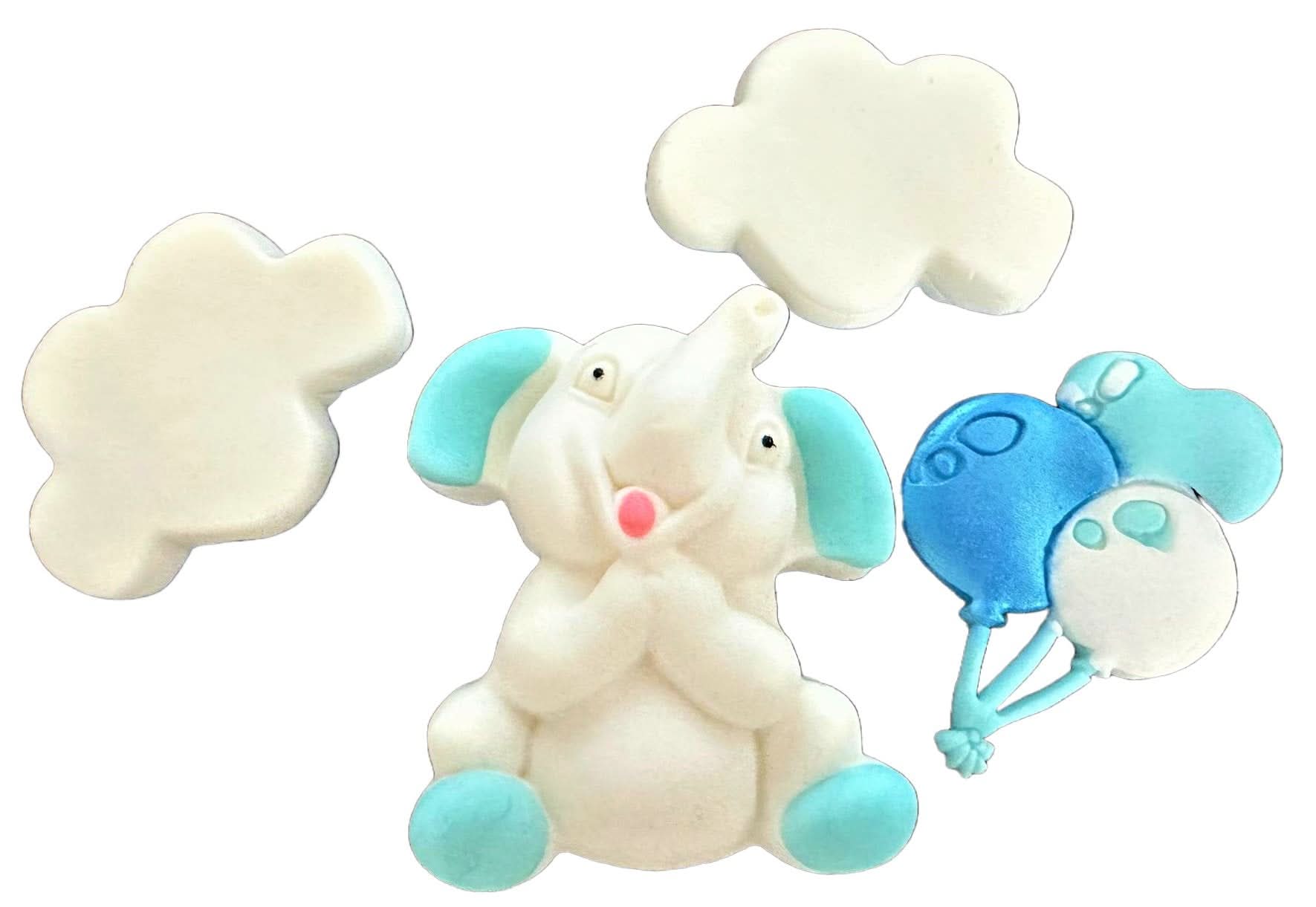 Sada jedlých cukrových dekorací, Dekorace z cukrové pasty Blue Elephant Nati Shop