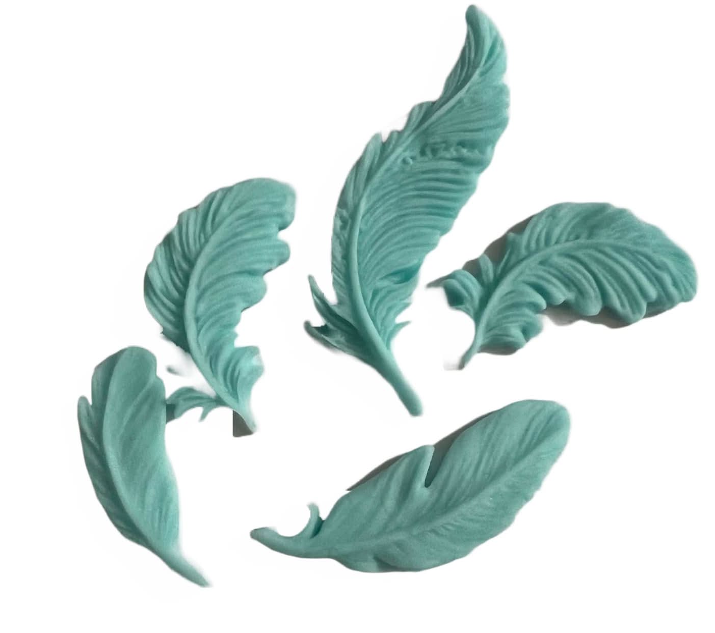 Sada jedlých cukrových dekorací, Dekorace z cukrové pasty Blue Feathers Nati Shop