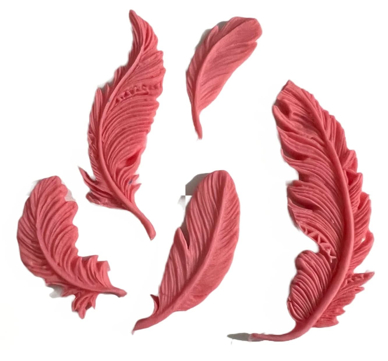 Sada jedlých cukrových dekorací, Pink Feathers Sugar Paste Decorations Nati Shop