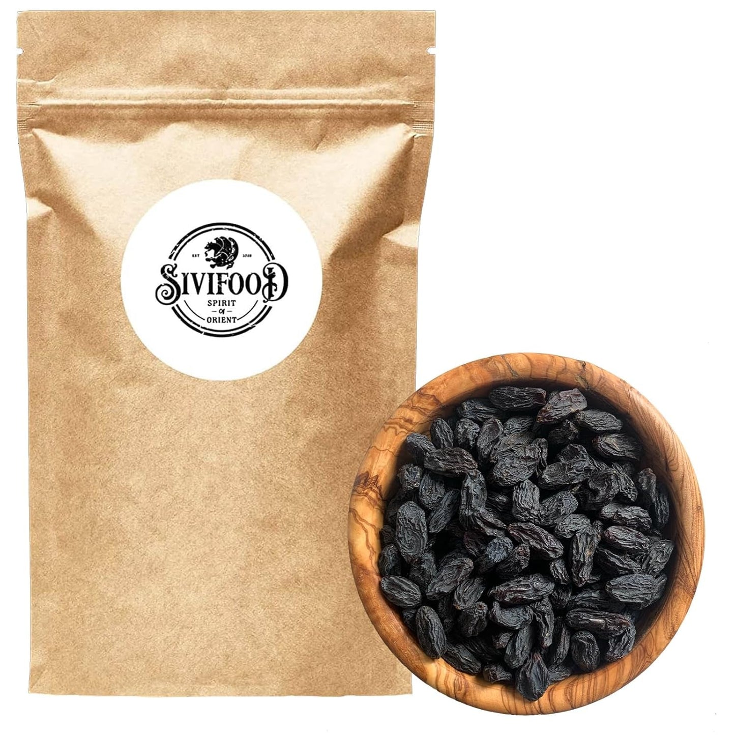 SIVIFOOD jumbo černé sultánky 300g - špičkové velké lahodné černé sultánky přirozeně sušené sladké ovocné hrozny nesířené neslazené neslazené bez oleje bez přísad Kishmish Dehydrated Products Naty Shop 300G