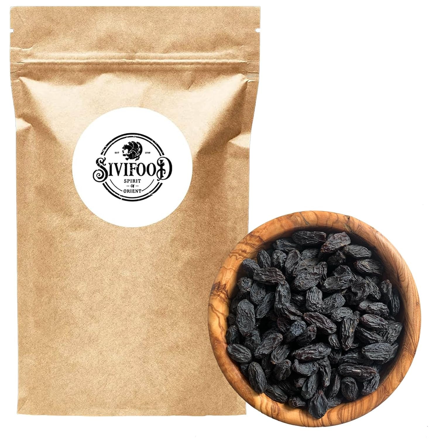 SIVIFOOD jumbo černé sultánky 300g - špičkové velké lahodné černé sultánky přirozeně sušené sladké ovocné hrozny nesířené neslazené neslazené bez oleje bez přísad Kishmish Dehydrated Products Naty Shop 300G