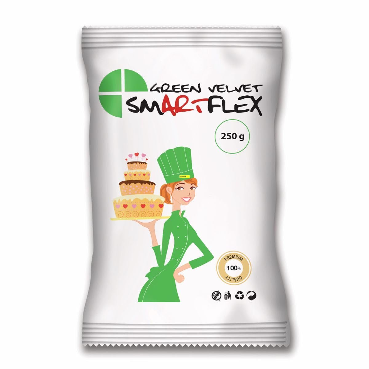 SmartFlex Fondant Green Velvet, 250 g (balení 2 ks) cukrová pasta Naty Shop